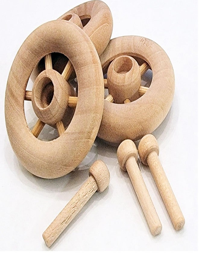 Pinehurst Crafts Wooden Spoked Toy Wheels, 1-1/2 Inch Diameter x 3/8-Inch Thick (Axles Included), Pack of 8